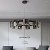 Luzes de teto 2022 lustres de luxo modernos LED iluminando âmbar luminária de lâmpada de jantar de vidro âmbar luminárias de quarto de sala de estar luminárias