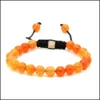 Bedelarmbanden groothandel 10 stks/lot heren sieraden 8mm natuurblauwe en oranje draken aderen stenen kralen rame gevlochten gelukkige armbanden d dh3c5