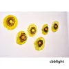 Lampade da parete di design intelligenti arte piastre a parete di fiori giallo dia20-45 cm 6pcs/set di lussuoso tostato di vetro murano appiccicogene