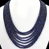 Echte natürliche 7 Reihen Blau Saphir Facetted Edelsteine ​​Perlen Halskette 17-23 ''
