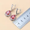 Ketting oorbellen set Dubai Bridal 925 Mark Red For Women Wedding Accessoires Garnet CZ Hanger Bracelet en Ring Sets