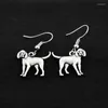 Dingle örhängen 3d vintage silver färg coonhound dog pet drop örhänge brincos boho lång stor för kvinnor mode smycken bijoux femme