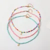 Correntes 3 pçs Trend Boho Beads Gargantilha Colares Bohemian Neck Chain Candy Color Liga Star Moon Pingente Colar Jóias Para Meninas