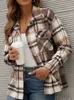 Jackets femininos camisa xadrez de inverno para mulheres casaco quadriculado casual manga longa de grossa sobreshirt de lixar colarinho de moda de moda 221117