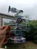 Bongancos de vidro de vidro de cor de arco -￭ris met￡licos Belicador azul queimador de ￳leo rosa Dab Recycler Bubbler para fumar tubo