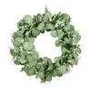 Decorative Flowers Double Color Eucalyptus Garland Green Plant Decoration Round Artificial Flower Wreath Door Living Room Decor