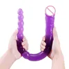 Nxy Dildos Dongs Long Double Headed Simulated Penis Male and Female Masturbation Device Gay Fake Fun Toy Adult Products 220514