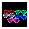 Party Decoration LED Light Up Shutter Shades Solglasögon Neon Party Decoration Blinking Heart Glowing Glass för Adts Kids Drop Deli Dhybw