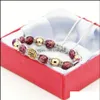 Charm Bracelets Wholesale 10Pcs/Lot Purple Sea Sent Stone Beads With 9Mm Blue Micro Paved Cz Copper Braiding Rame Bracelet Drop Deli Dh41U