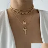 Chokers Key Lock Pendentif Collier Ras Du Cou Cou Chaînes En Or Colliers Pour Femmes Mode Bijoux Drop Delivery Pendentifs Dh8I2