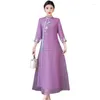 V￪tements ethniques 2022 Chinois Traditional Murffon broderie ￩l￩gante Hanfu Qi Pao une ligne Art Dress Fairy Women Graceful Cheongsam A655