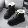 Stivale da neve di design Corto Nuovo Inverno Testa tonda Stringate Scarpe di cotone Scarpe da neve piatte Stivali da donna caldi di peluche