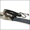 Charm Bracelets New Jewelry Wholesale 10Pcs/Lot Micro Pave Black Cz Heart Skl Braiding Rame Bracelet Gift For Men Drop Delivery Brace Dhtg0