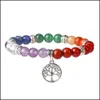 Beaded Yoga 7 Chakkra Tree of Life Armband Natural Stone P￤rlor Str￤ngar Armband Kvinnor Herr Fashion Jewelry Drop Delivery Dhtki