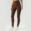 2022 Alo Yoga Pantolon Yüksek Elastik Çıplak Duygu Şeftali Kalçası Utanç Yok Kapanış Çift Taraflı Fırçalı Spor Fitness Pantolon