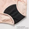 Kadın Panties Emilim 4 Katmanlı Sızdır Köpek Pamuk Pamuk Culottes Menstrüel Giyim Kadınlar Fizyolojik Pantolon