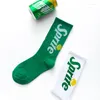 Men's Socks 3 Pairs Fashion Mens Cotton Coke Lot Street Young Boy Hip Hop Female Ins Skateboard Green Sprite