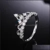Ringos de cluster Princesa diamante Diamond c￺bico Crown Ring Rings Rings Band for Women Fashion Engagement Jeia de casamento Droga Deli Dhsui