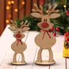 Juldekorationer dekoration Desktop Wood Crafts Santa Claus Elk Ornament 2022 Year Gift Xmas Home Table Decor