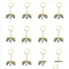Chave an￩is 26 letra inglesa letra girassol key anel de ouro antigo titulares de chaveiro inicial pendurar para homens j￳ias de moda dhdst