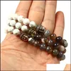 Bracelets de charme Bijoux bouddhistes en gros 10pcs / lot 8mm naturel bota blanc howlite pierre perlée cz bracelet de bouddha pour hommes cool dro dhzdd