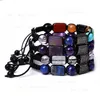 Natuursteen kralen armband streng yoga chakra micro zirkoon string verstelbare gevlochten armbanden bangle tijger oog amethist lapis lazuli jury jegels sieraden