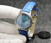 Montre De Ville Prestige Automatique Mécanique Boîtier Argent Cadran Coquille Bracelet En Cuir Bleu Date Verre Saphir 32mm Femme Miyota 2813 Créateurs De Montres