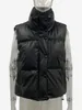 Coletes femininos Elina Black Stand Collar Fashion Zipper Pu couro de couro casacos elegantes outono inverno curto mulheres iac 221117