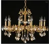 Chandeliers Modern EuropeanD80cm H63cm Bronze 10L Size K9 Crystal Chandelier Lighting Luxurious Brass Lamp Lustre Suspension Light