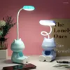 Table Lamps Mini Cartoon Pen Holder Reading Desk Lamp Usb Charger Mobile Phone Tool Eye Protection Light B