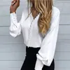 Women's T-Shirt 2022 Summer Autumn Women's Elegant Fashion Printed Lace Casual Shirt Casaul V Neck Floral Printed Long Sleeve T-shirt New Blouse T220923