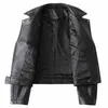 Veste de moto en cuir véritable pour femme, manteau court et décontracté en peau de mouton véritable, noir, manches longues, fermeture éclair, doux, haut Slim, 2022, KW428