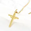 Pendant Necklaces Big Jesus Crucifix Cross Chain Necklace Yellow Gold Filled Classic Women Men Jewelry Gift
