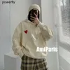 남자 후드 디자이너 스웨트 셔츠 amis 스웨터 러브 레터 수 놓은 패션 브랜드 느슨한 여자 애호가 스트리트웨어 까마귀