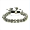 Bracelets De Charme En Gros 10 Pcs / Lot 8 Mm Naturel Noir Onyx Blanc Howlite Marbre Gris Jasper Pierre Perles Rame Lucky Bracelets Drop De Dhdiw