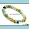 Charm Bracelets New Design Summer Bracelets Wholesale Natural Amazonite Stone Beads God And Sier Buddha Energy Party Gift Drop Deliv Dhfav