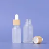 Navulbare 5-100 ml glazen druppelaar fles bamboe dop matte essenti￫le olieflessen voor cosmetica huidverzorging