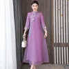 Etnische kleding 2022 Chinees traditionele chiffon borduurwerk elegant hanfu qi pao a line art jurk feeën vrouwen sierlijke cheongsam a655