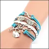 Charm armband v￤v mti lager uggla infinity charm armband r￶tt vitt rep armband armband manschett modesmycken f￶r kvinnor flickor dro dhw38