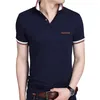 Men's T-skjortor Casual Summer Short Sleeve T-shirt Turn-Down Collar Business Formal Slim Fit Men kläder plus size m-5xl