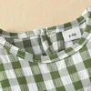 Mädchenkleider Hibobi Baby Plaid Stoff Rüschenoberteil und Spitzenrock