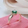 Cluster Rings Grier 2022 Anlände 585 Rose Gold Green Crystal Ring For Girls Natural Zircon Vintage Ethnic Bride Wedding Jewelry