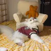 猫の衣装レトロカレッジスタイルのペットベストセーター秋と冬の服犬ベルベット温かい子猫