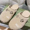Мужские меховые шлепанцы Зимние сапоги-слайды из шерсти Плюшевая обувь Модельер Теплые женские дизайнерские пинетки размер