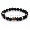 Bracelets de charme Design 1pcs 8mm Lave Stone Stone Gold Sier Rose Rose Pulseiras de Presente Lion Owl Jóias Drop Delivery Dhvle