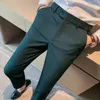 Calça masculina homens primavera no verão negócio formal sólido casual coreano slim fit terno de casamento calças sociais plus size 38 221117