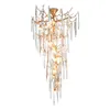 Kroonluchters koperen boomtakken luxe trap kristallen licht decor moderne gouden foyer vintage zilverhangende verlichting