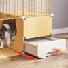 Portadores de gatos Jaulas Hogar Caja de arena cerrada interior Una casa con inodoro Villa Perrera de espacio libre de gran tamaño para