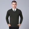 Herentruien Hoge kwaliteit Mens Pure Wool Sweater Lange mouw Herfst Winter Male Man Man Solid V-Neck Cashmere Pullovers