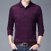 Męski Polos 2022 Marka marki Marka odrzuć kołnierz Man Polo Shirt Men Casual Plaid Spandex Długie rękawy Tops Fall Clothing